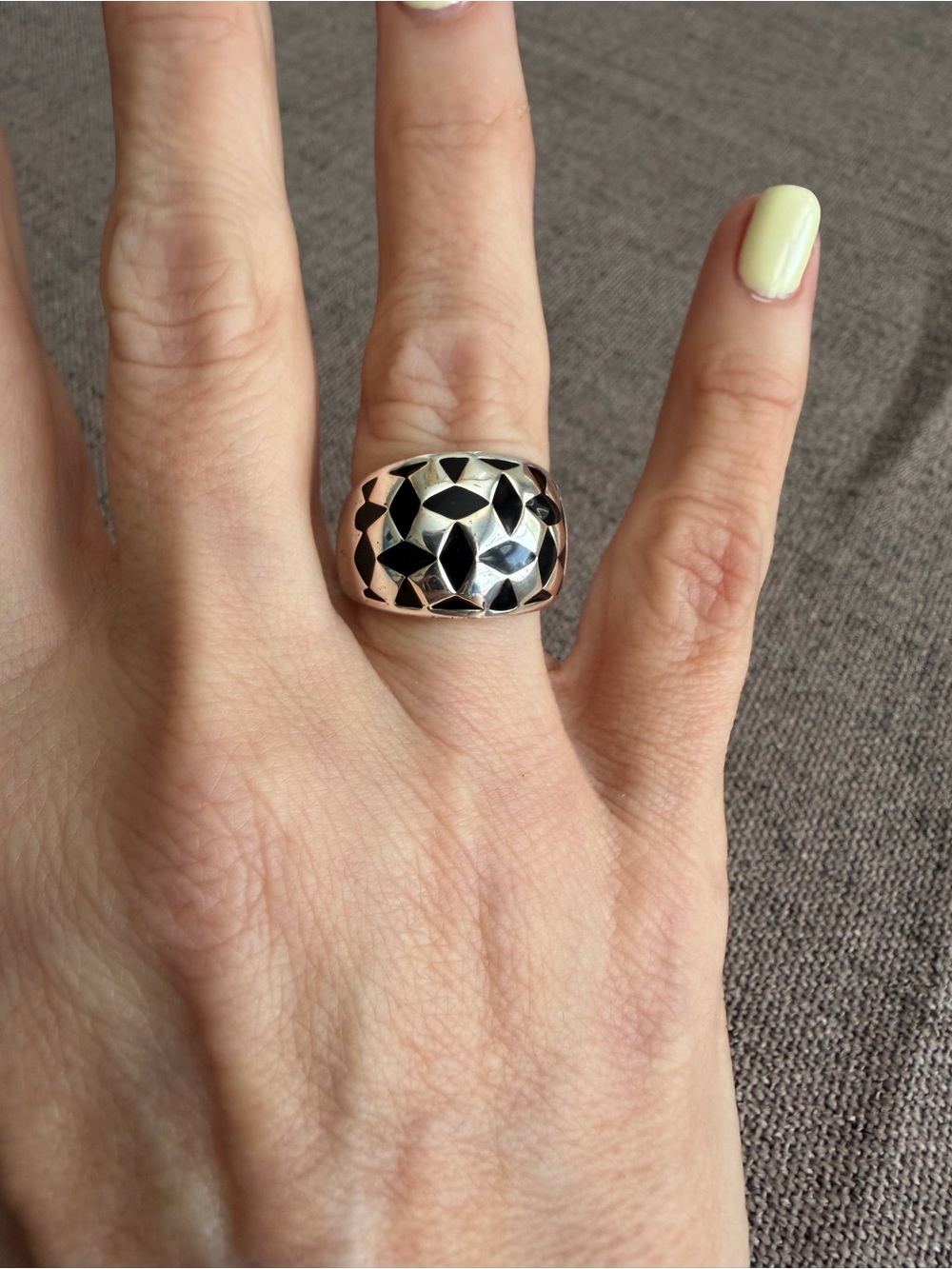 Boutique Silver Tone Geometric Dome Statement Ring Size 8